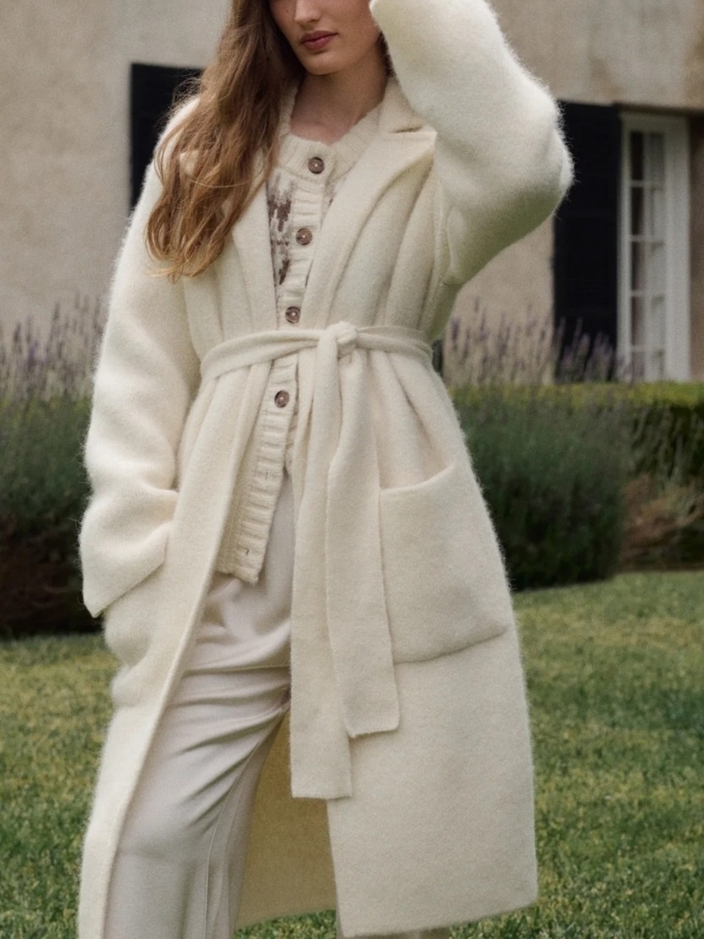Jenni Kayne Jessica Sweater Coat Alpaca Wool Belted In Ivory $625, Sz M, NWT